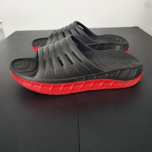 KUAILU Recovery Slide Sandals Men's/Women's 10 Black Red Cushioned Orthotic Shoe